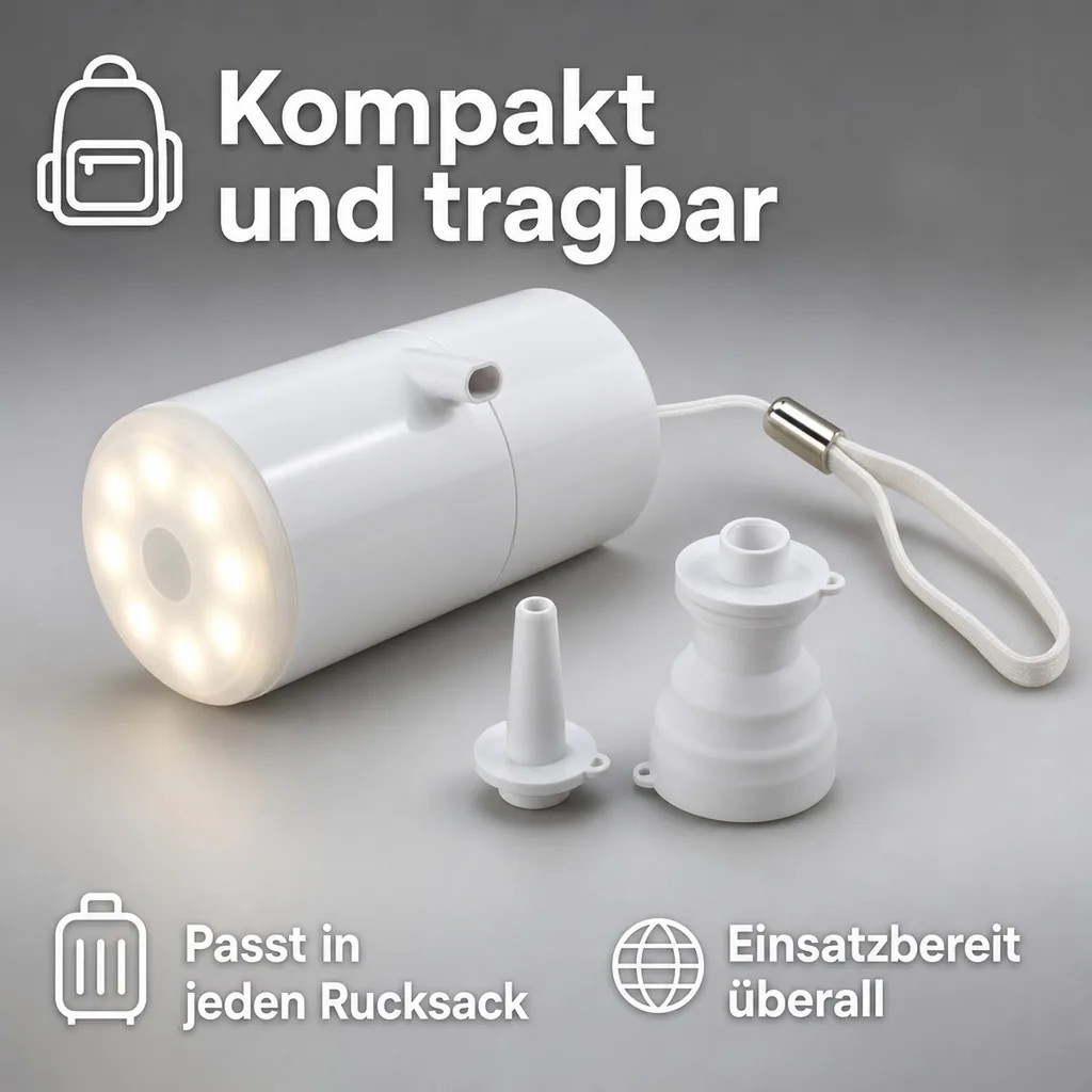 3in1 Akku-Luftpumpe X-Pump , Vakuumpumpe und LED-Leuchte