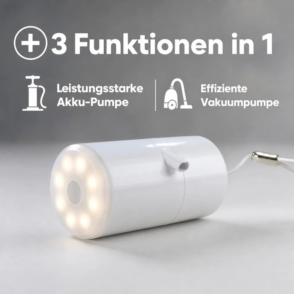 3in1 Akku-Luftpumpe X-Pump , Vakuumpumpe und LED-Leuchte