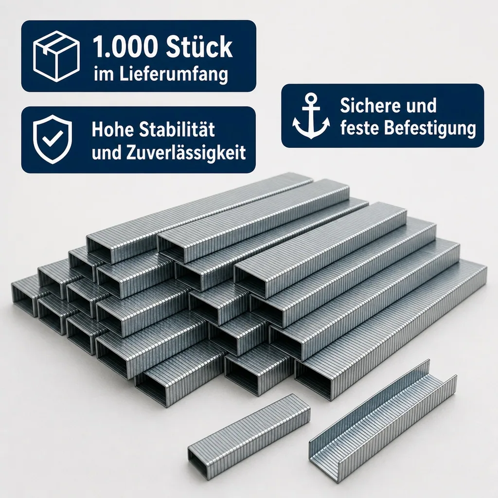 12 mm Flachdraht Tacker Klammern,1.000 Stück, 1,2 mm