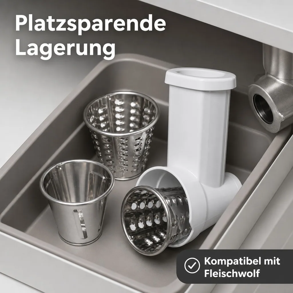 Gemüse-Schneidaufsatz für Edelstahl-Fleischwolf (860274) 5-teilig - Multi-Schneidvorsatz