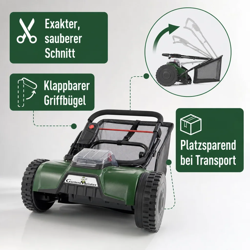Kabelloser Rollenmäher, Zylindermäher „GM 38-18“ (ohne Akku und Ladegerät)