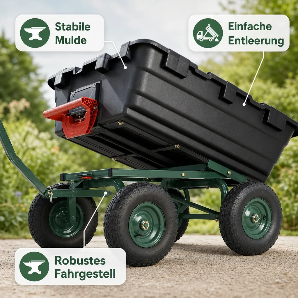 Garten Transportwagen GMGW550, 550 kg Tragkraft, kippbar