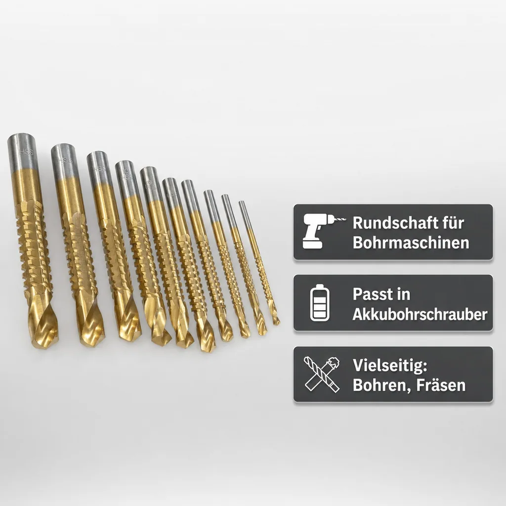 HSS Titan Fräsbohrer-Satz 10-teilig