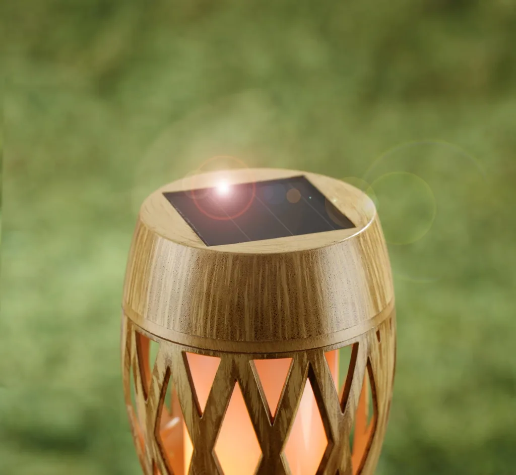 Bambus Solar Flammen Leuchte, 3er-Set