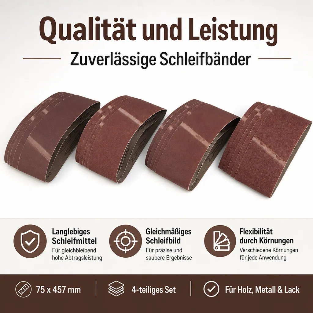 Schleifband-Set 75 x 457 mm, 20-teilig