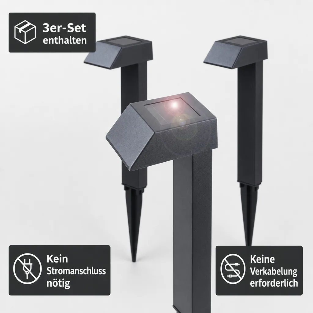 Solar Wegeleuchten, 3er-Set