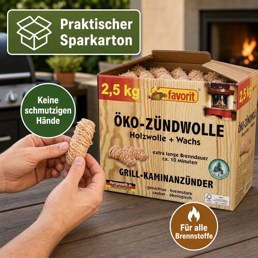 Zündwolle, Feueranzünder, Spar-Pack, 2,5 kg