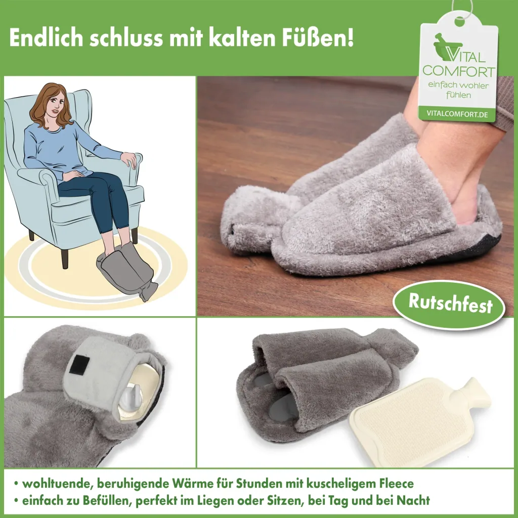 Fußwärmer inkl. Wärmflasche, grau