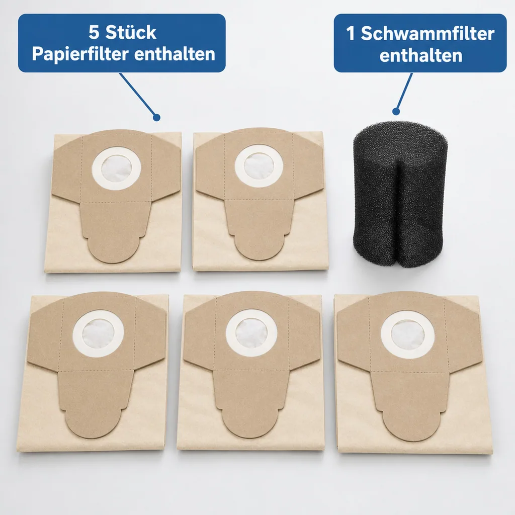 Ersatzbeutel- und Filterset zu Nass-Trockensauger mit Bläser 1000544