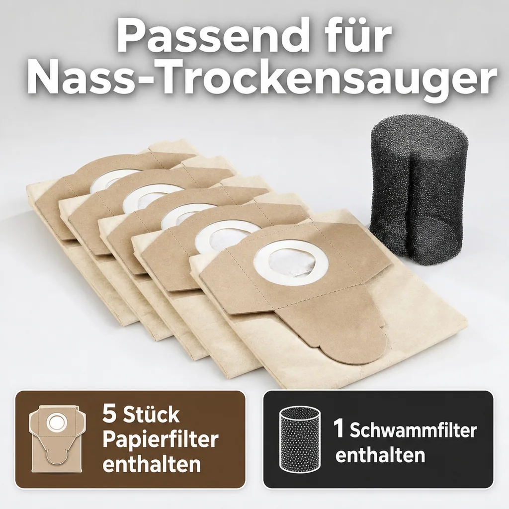 Ersatzbeutel- und Filterset zu Nass-Trockensauger mit Bläser 1000544