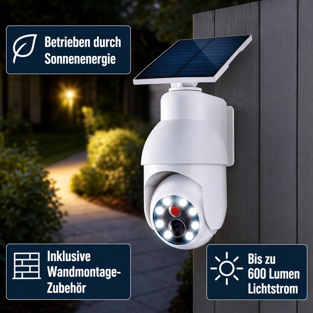 LED Solar Licht mit Kamera Attrappe Panta Solar Security 360