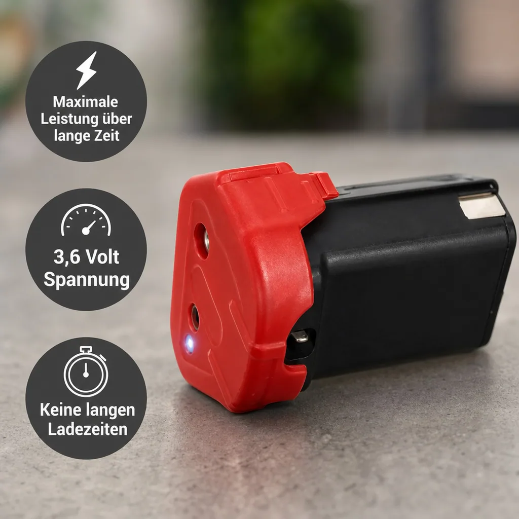 Ersatzakku, 3,6 Volt, LI-Ionen, 1,5 AH, Rot