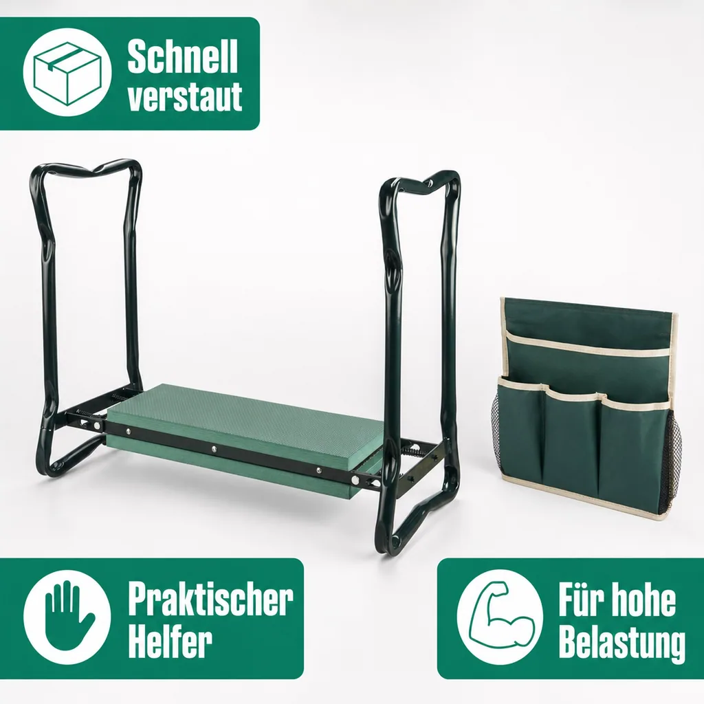 Sitz- und Kniebank 2 in 1 XXL, belastbar bis 150 kg, inklusive Werkzeugtasche