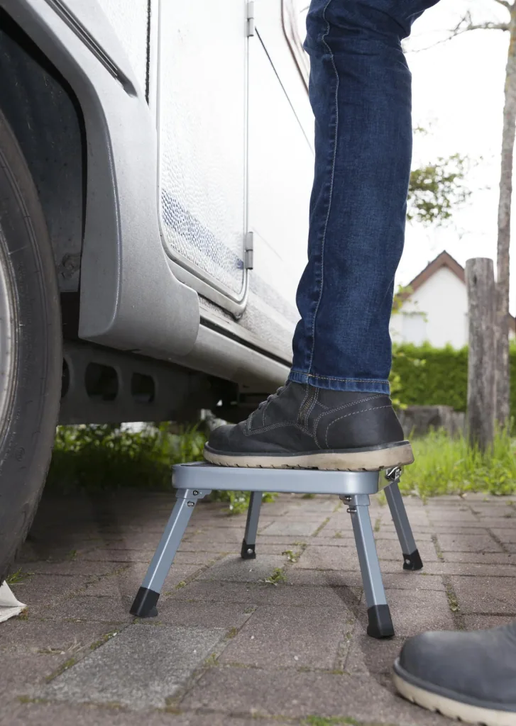 Faltbarer, einstufiger Tritthocker, grau