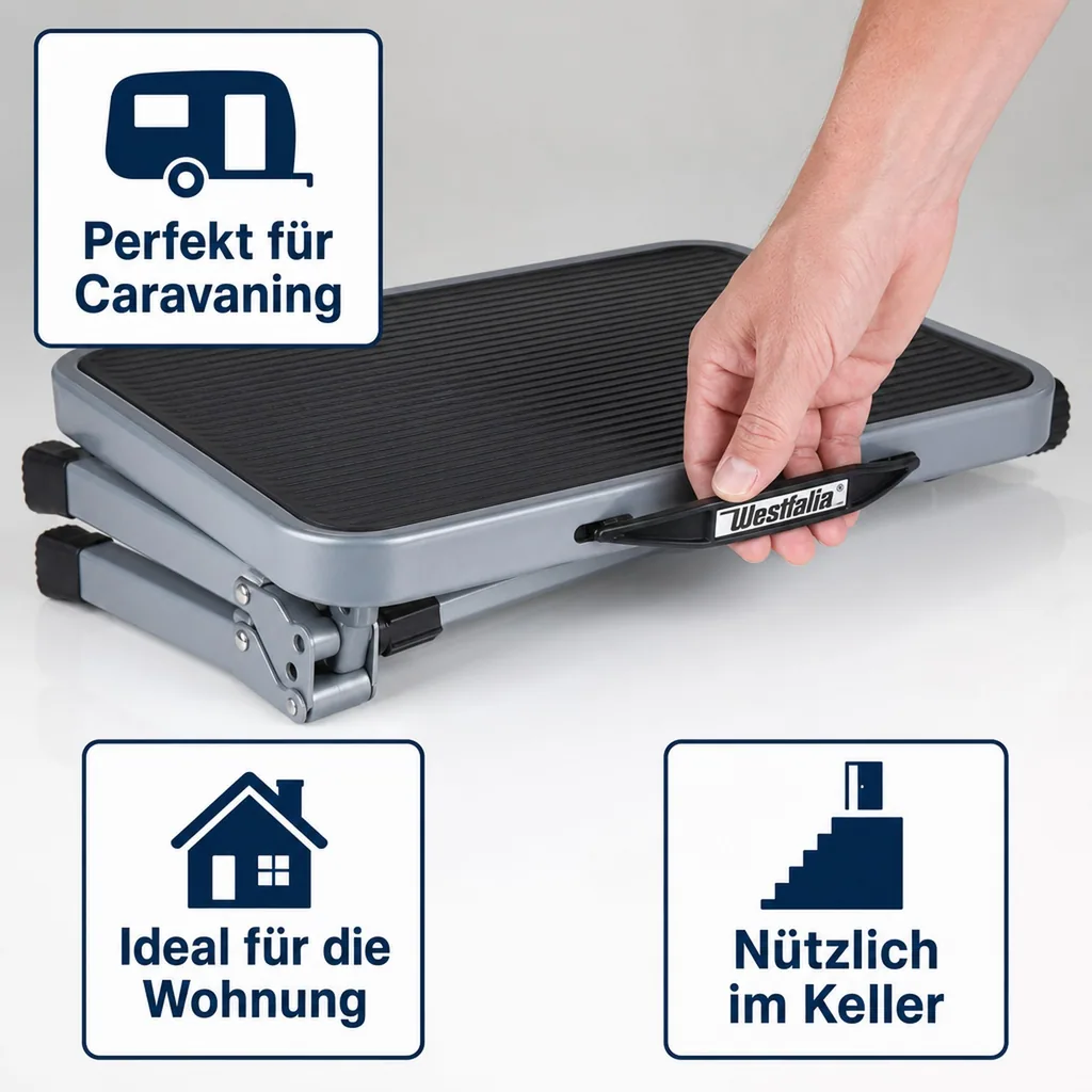 Faltbarer, einstufiger Tritthocker, grau