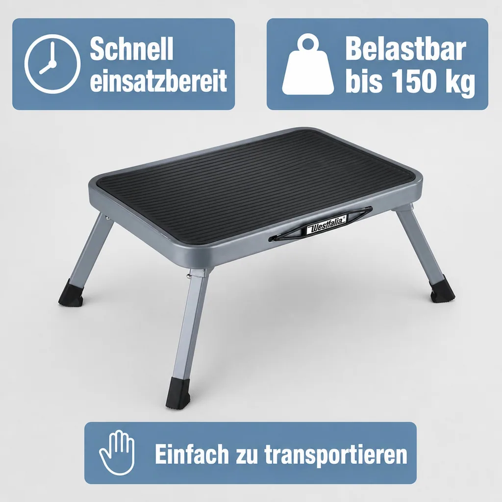 Faltbarer, einstufiger Tritthocker, grau