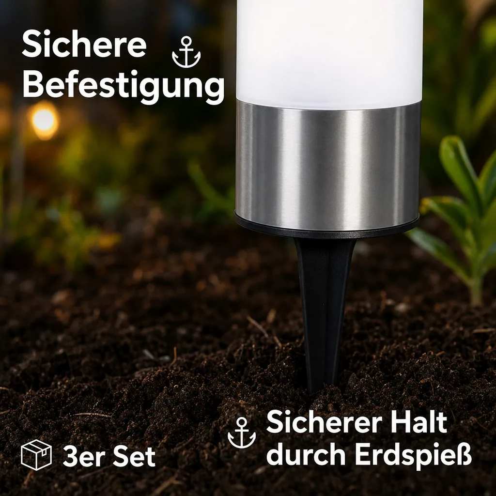 LED Solar Leuchten - 3er Set