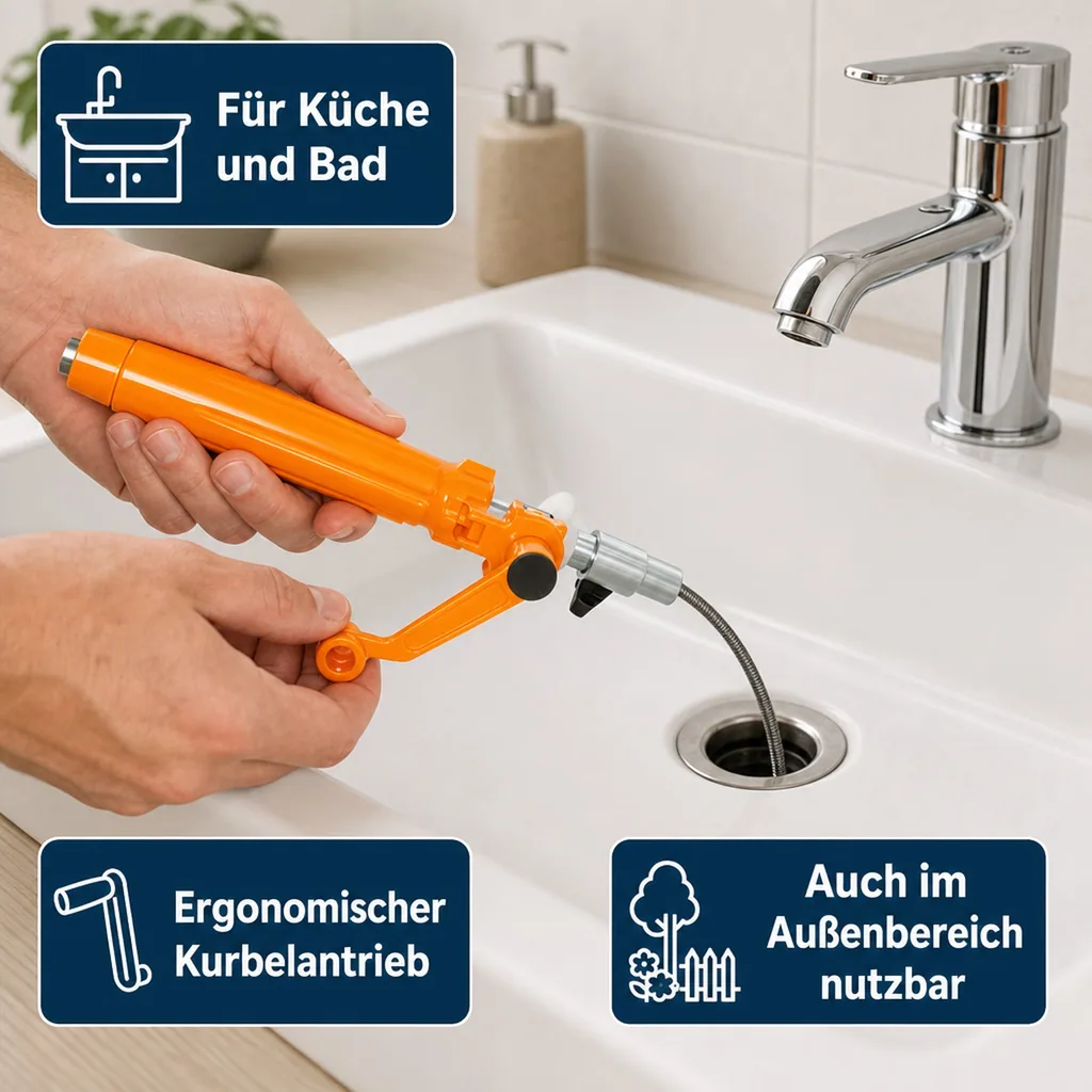 Rohrreinigungswelle mit Kurbelantrieb
