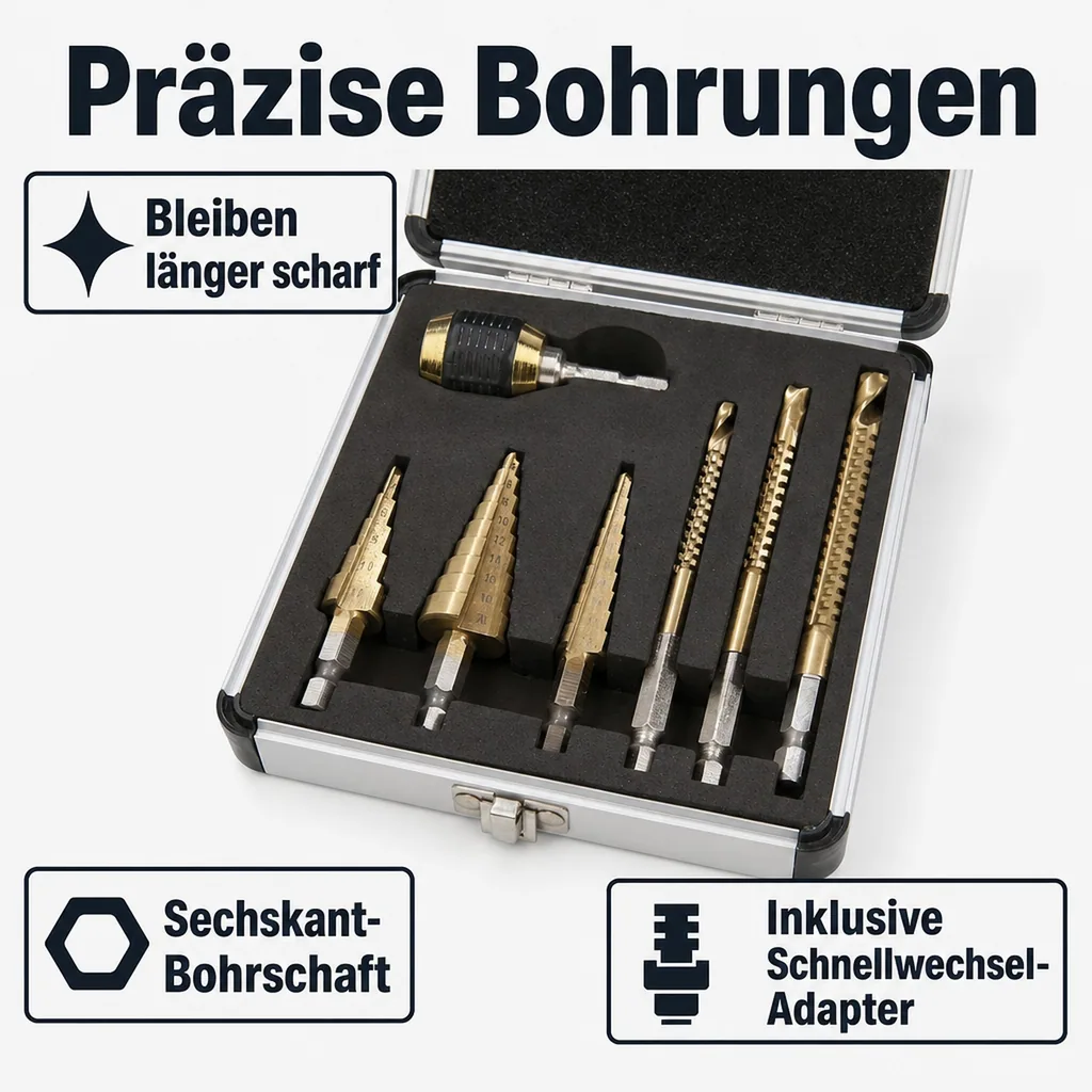 Titan Stufen- und Fräsbohrer Satz 7-teilig