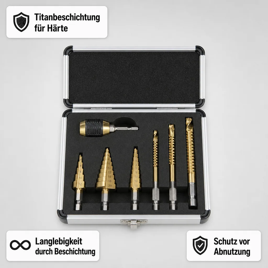 Titan Stufen- und Fräsbohrer Satz 7-teilig