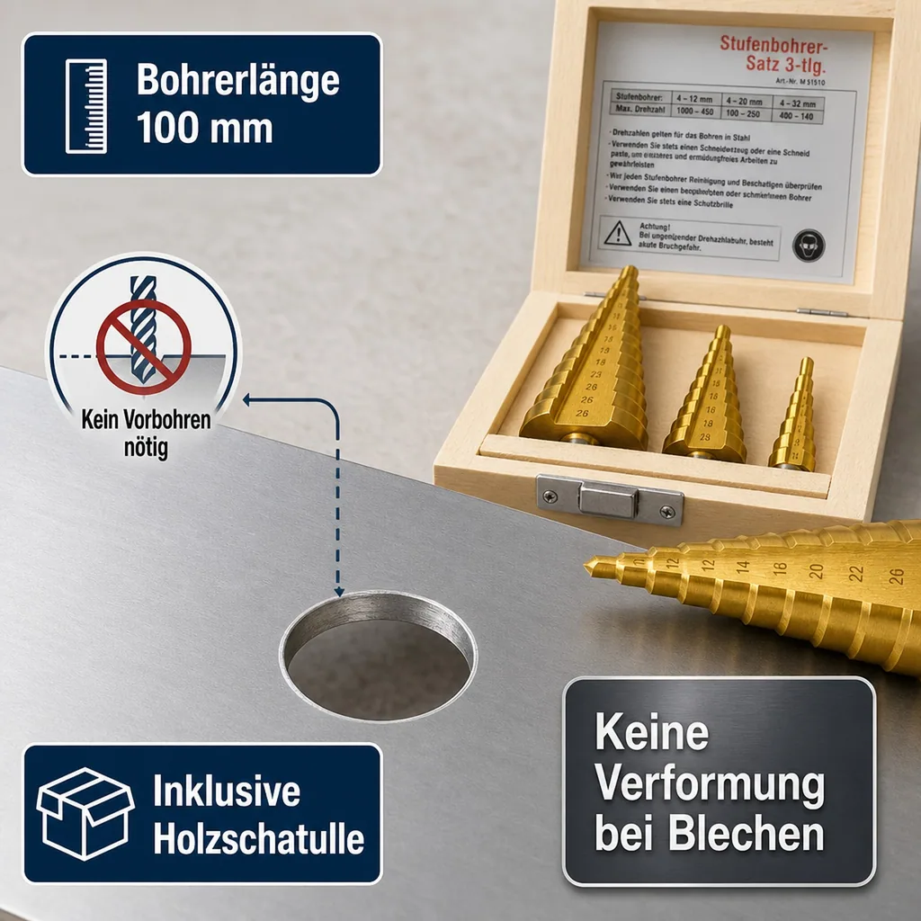 Stufenbohrer, 3-teilig