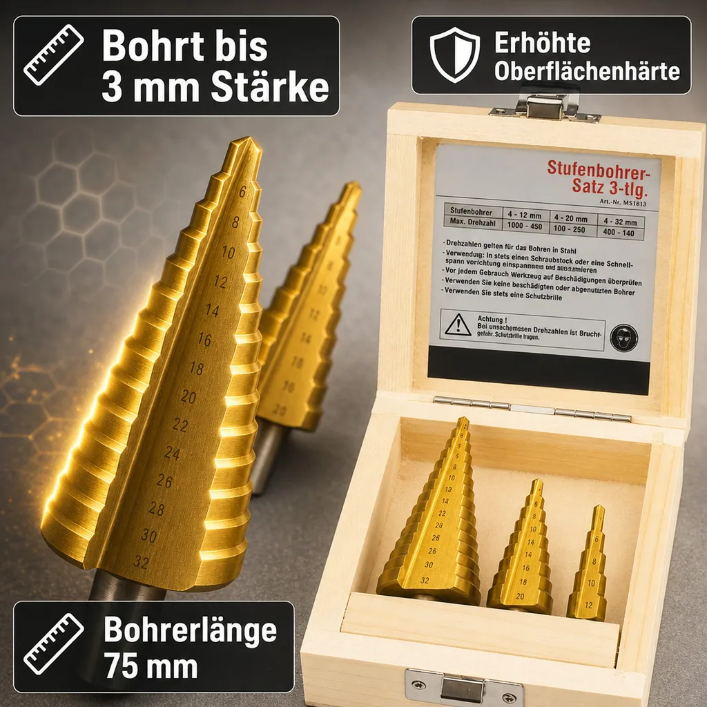 Stufenbohrer, 3-teilig