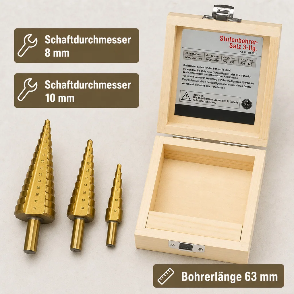 Stufenbohrer, 3-teilig