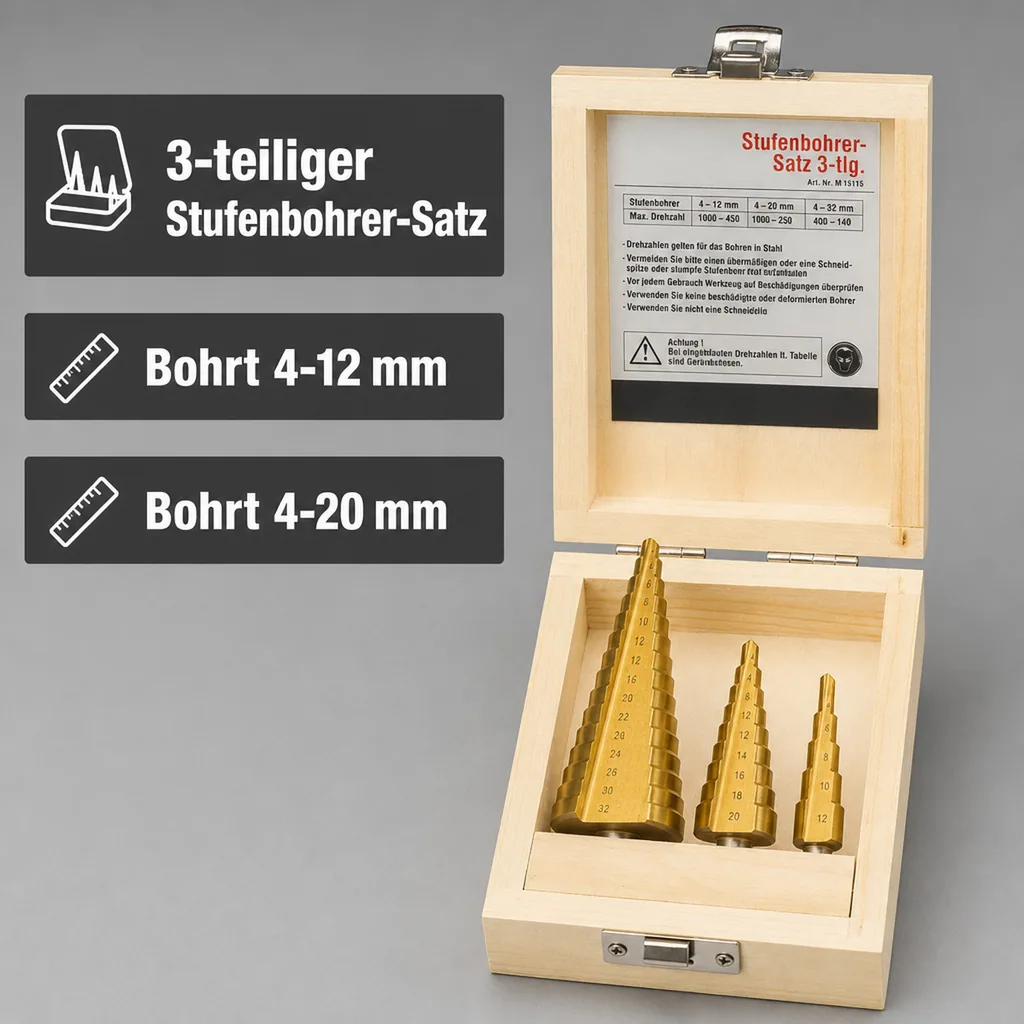 Stufenbohrer, 3-teilig