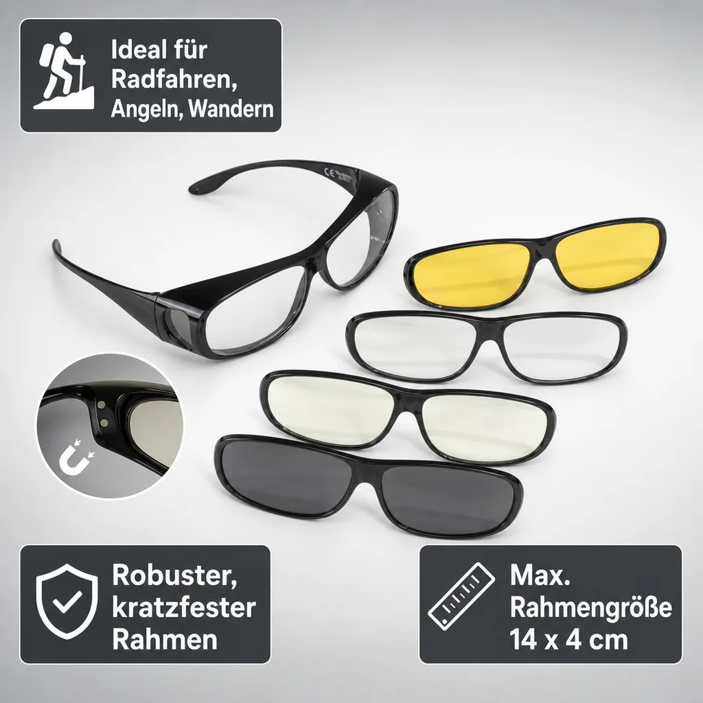 Schutzbrille mit 4 Wechsel-Rahmen