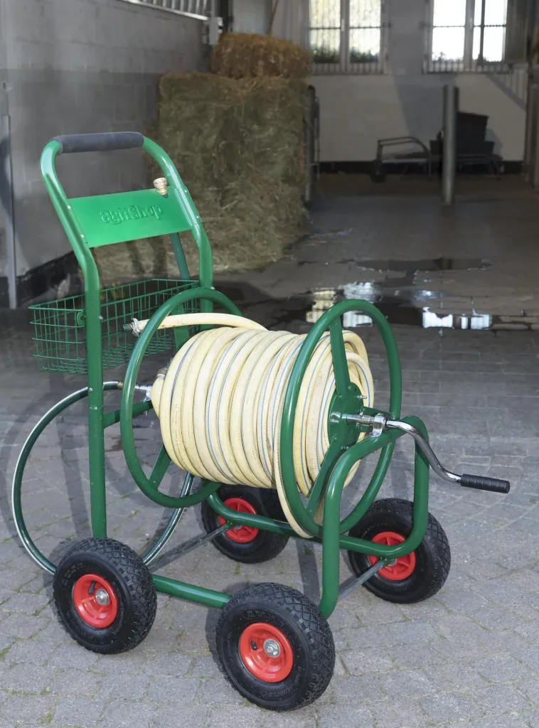 Schlauchwagen, 100 m für 3/4" Schlauch, inklusive Ablagekorb