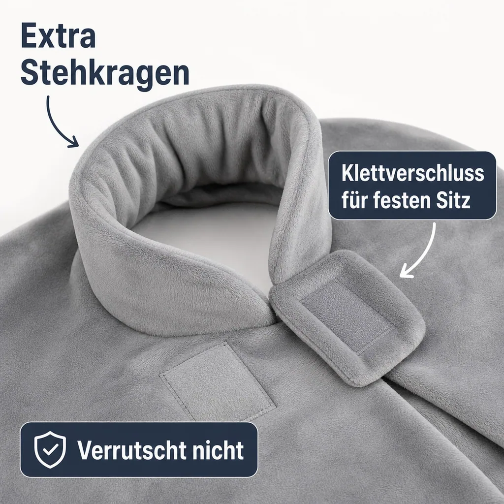 Nacken-Wärmflasche mit Nackenfleece, grau