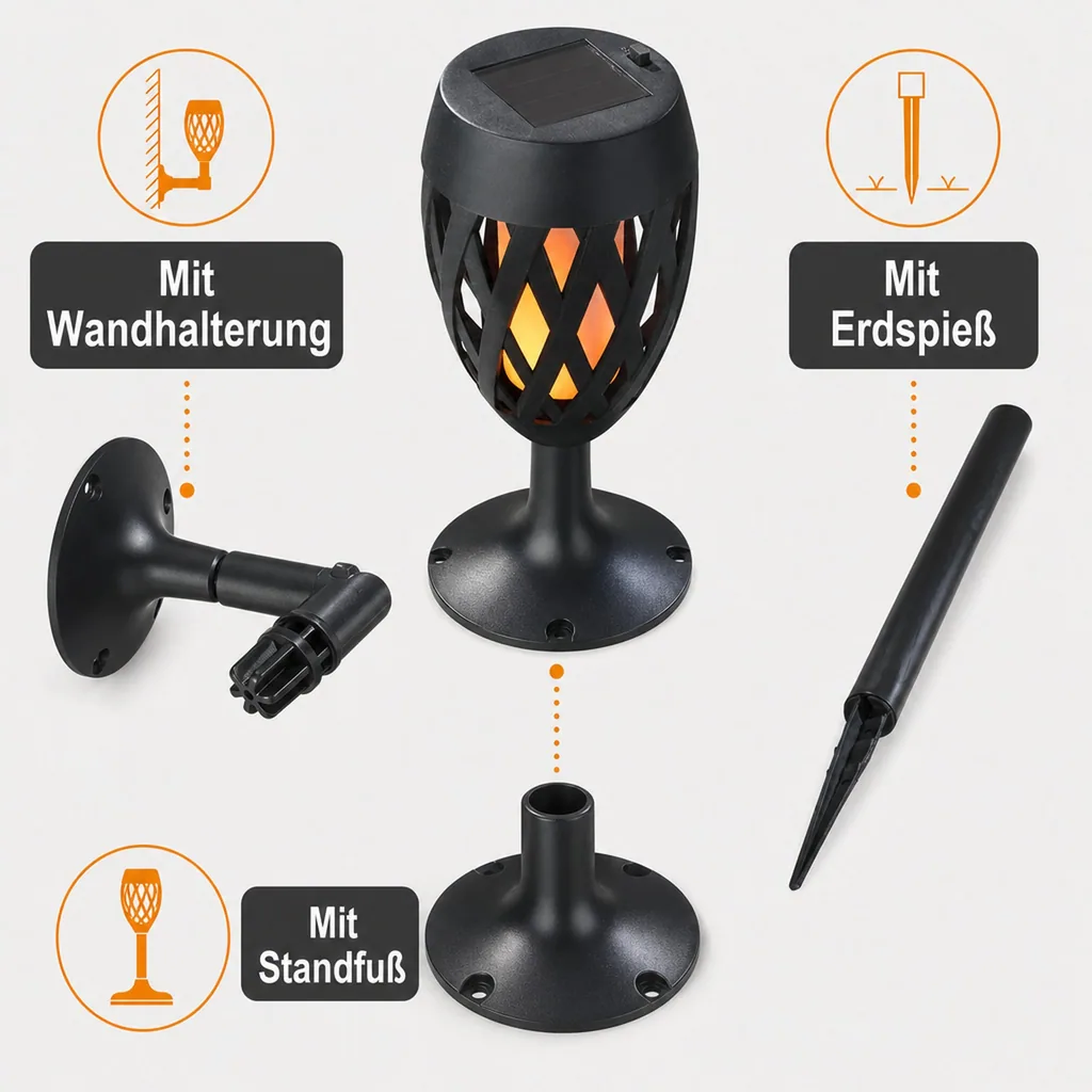 3 in 1 Solar Flammenleuchte