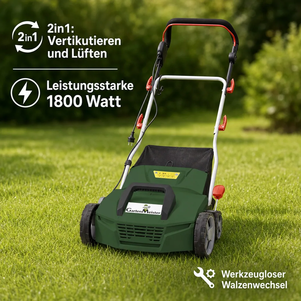 Elektrischer Vertikutierer & Lüfter „GMEVL 1800“, 1800 Watt