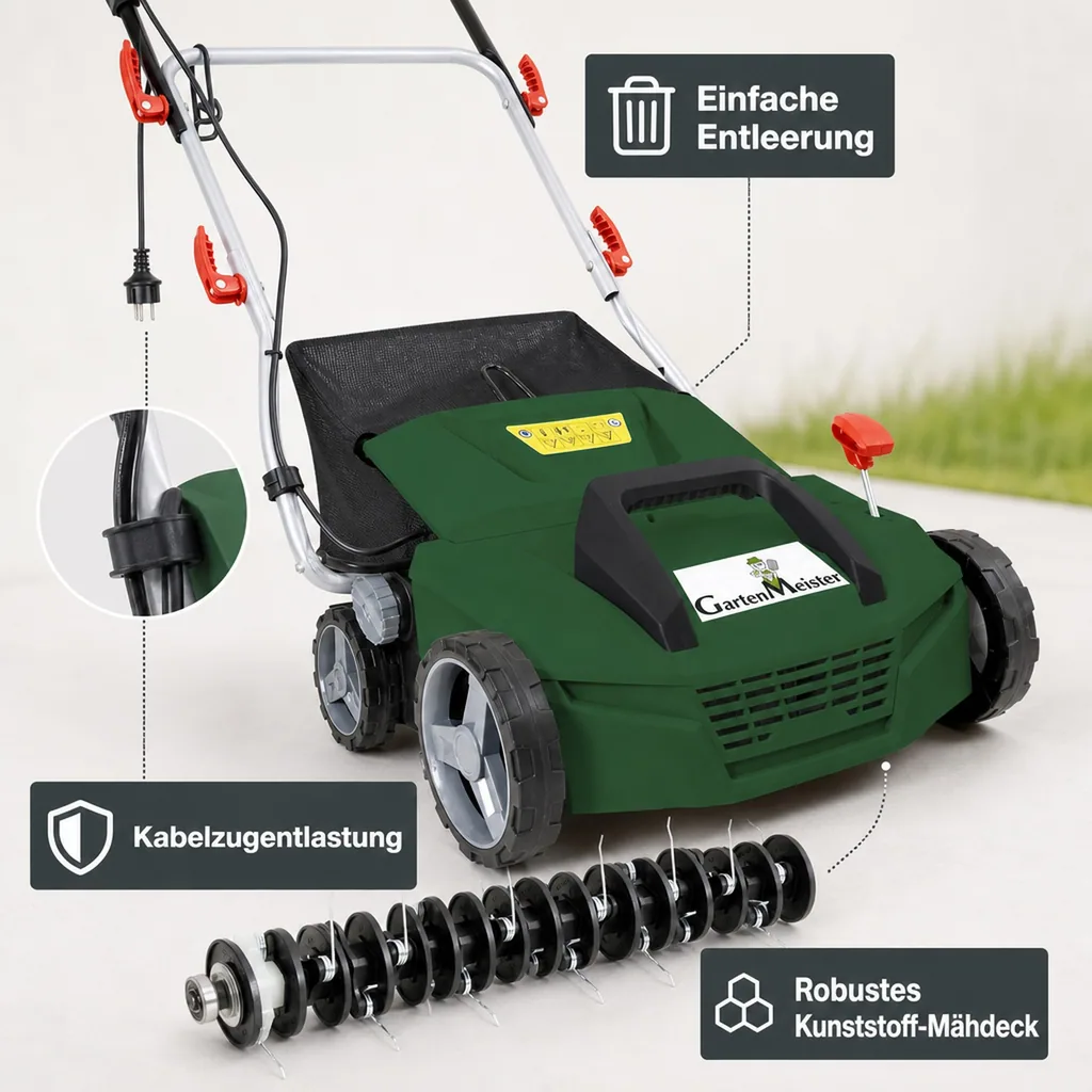 Elektrischer Vertikutierer & Lüfter „GMEVL 1800“, 1800 Watt