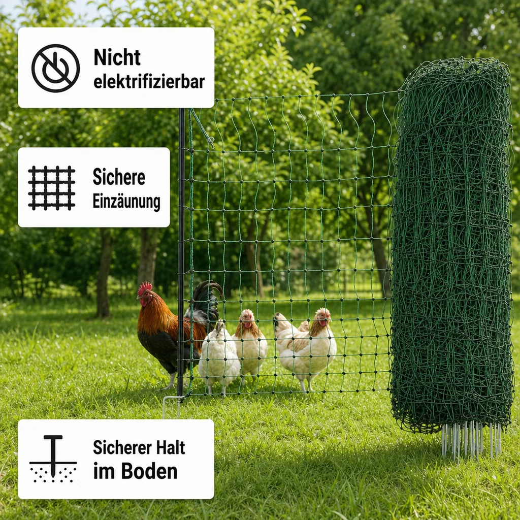 Geflügelnetz 106 cm mit Doppelspitze, 50 m, nicht elektrifizierbar