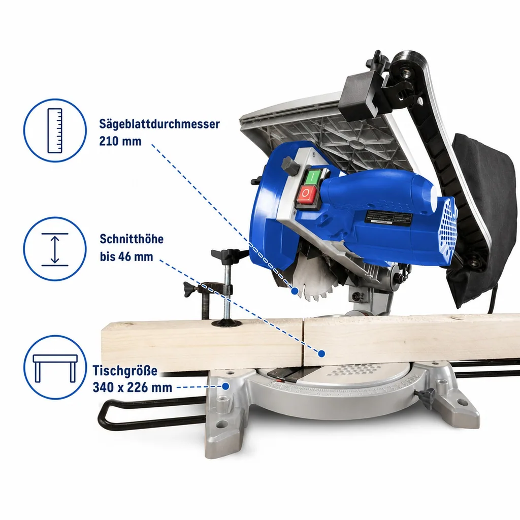 Tisch-Kapp und Gehrungssäge TKG 210/30, 1200 Watt