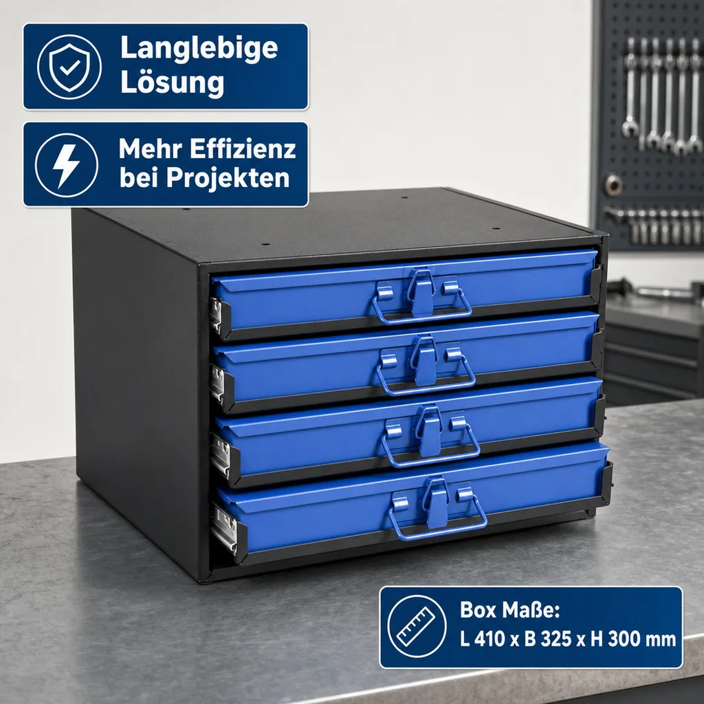 Werkzeug Box inkl. 4 Sortimentskästen ohne Bestückung