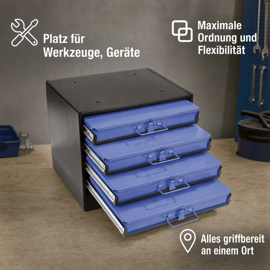 Werkzeug Box inkl. 4 Sortimentskästen ohne Bestückung