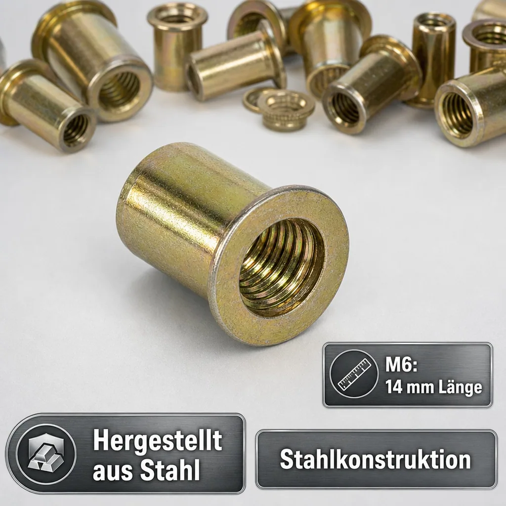 Blindnietmuttern Set 100 tlg.- M3, M4, M5, M6 je 25 Stück