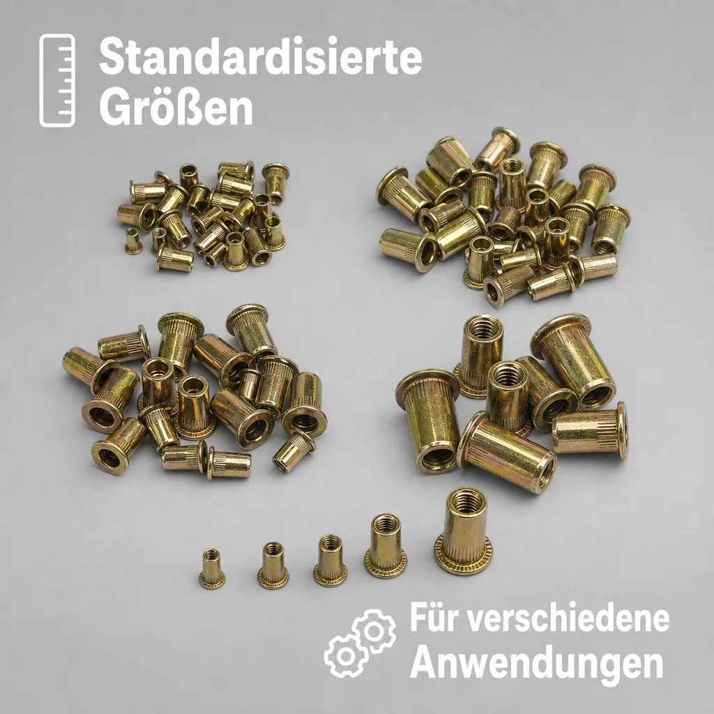 Blindnietmuttern Set 100 tlg.- M3, M4, M5, M6 je 25 Stück