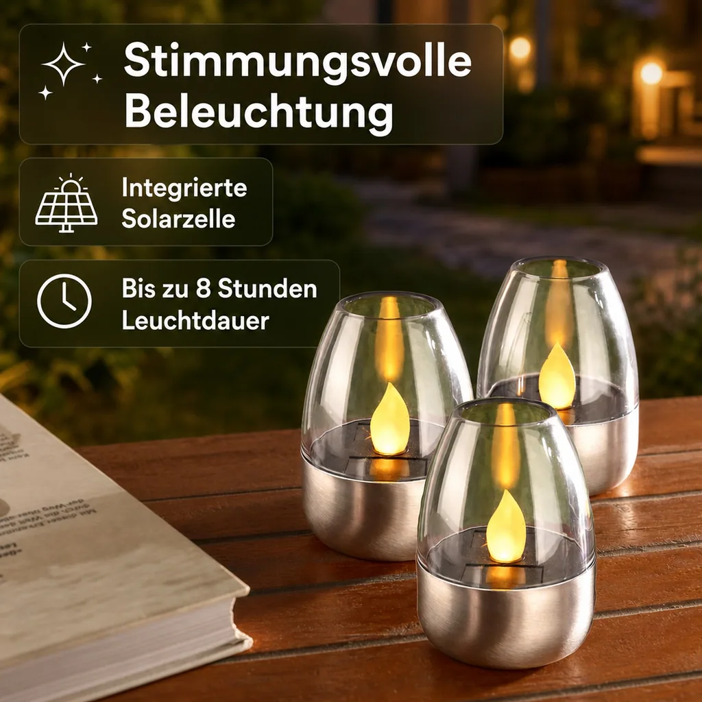 Solar Teelichter - 3er Set