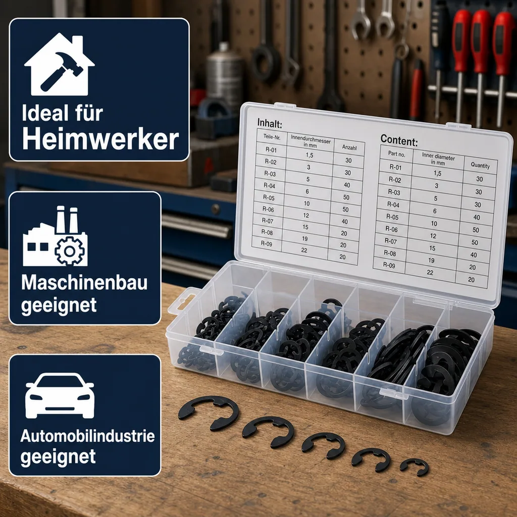 E-Sicherungsring-Sortiment 1,5-22 mm, 300-teilig
