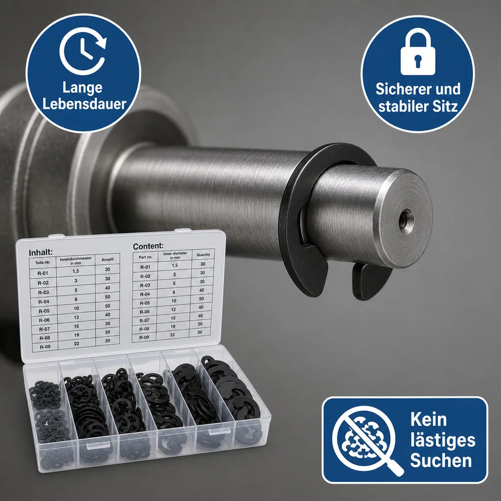E-Sicherungsring-Sortiment 1,5-22 mm, 300-teilig
