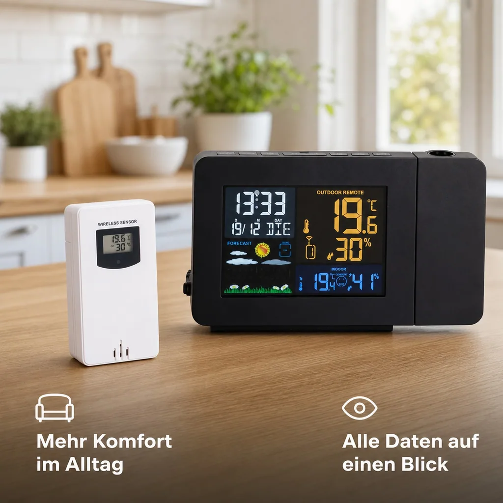 Wetterstation mit LED-Projektion