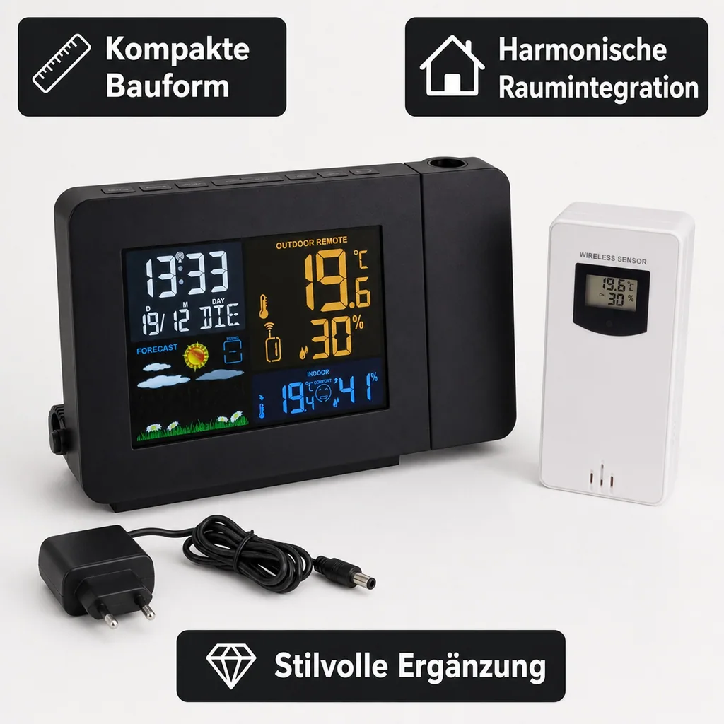 Wetterstation mit LED-Projektion