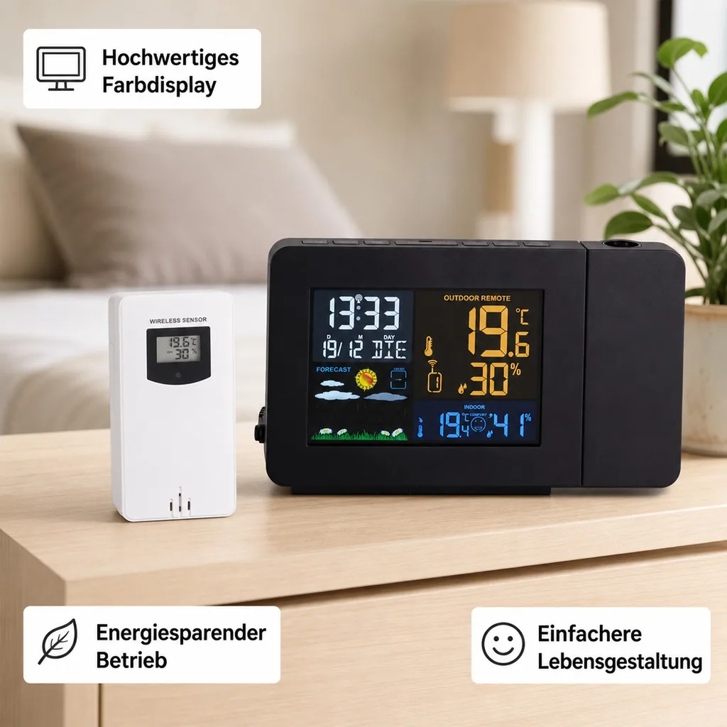 Wetterstation mit LED-Projektion