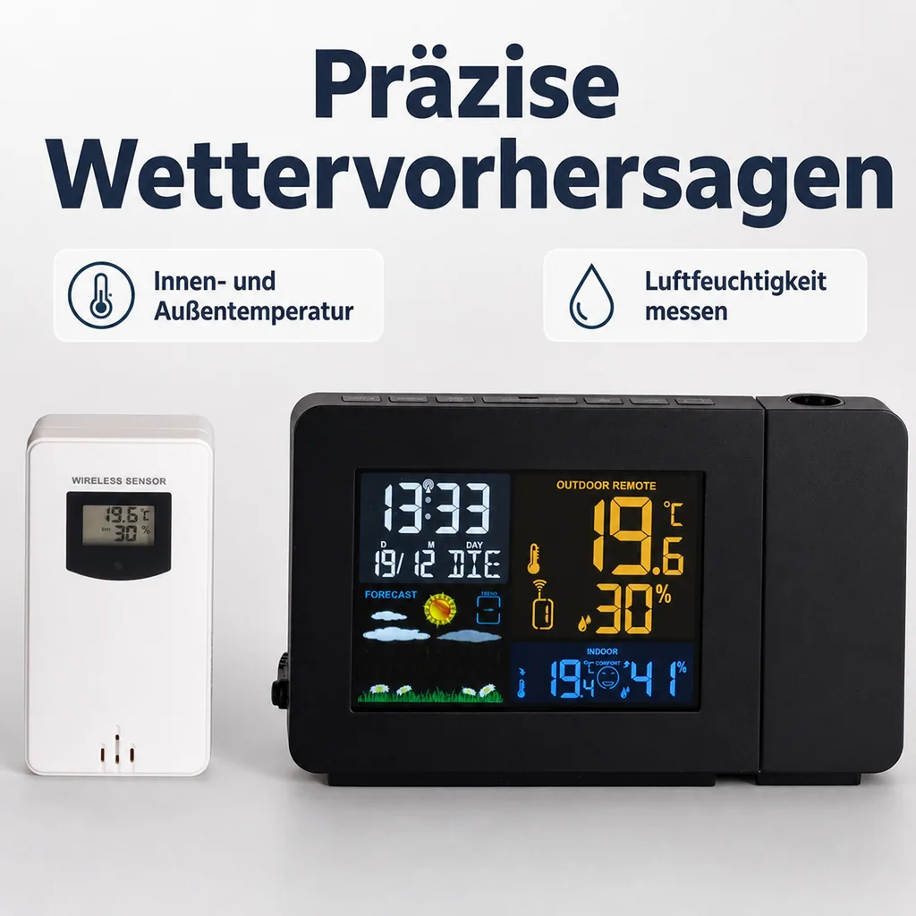 Wetterstation mit LED-Projektion
