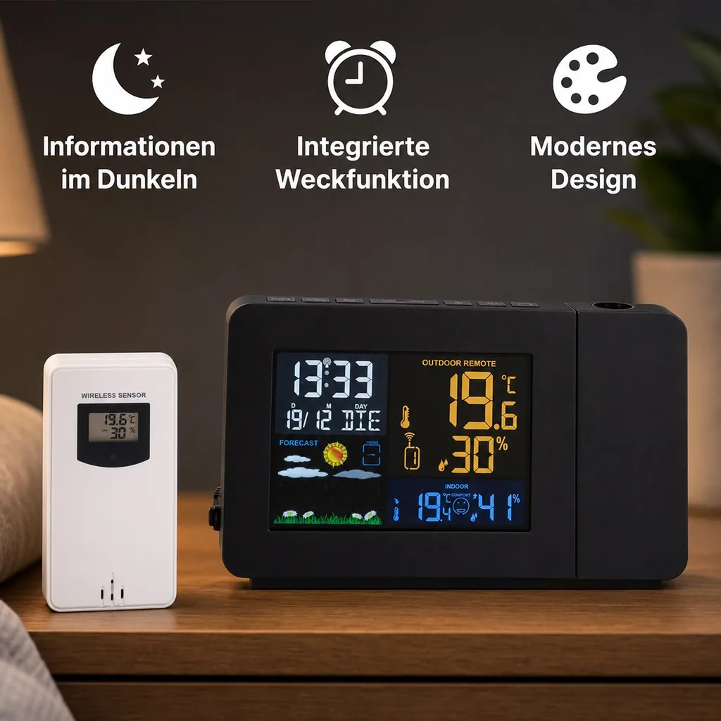 Wetterstation mit LED-Projektion