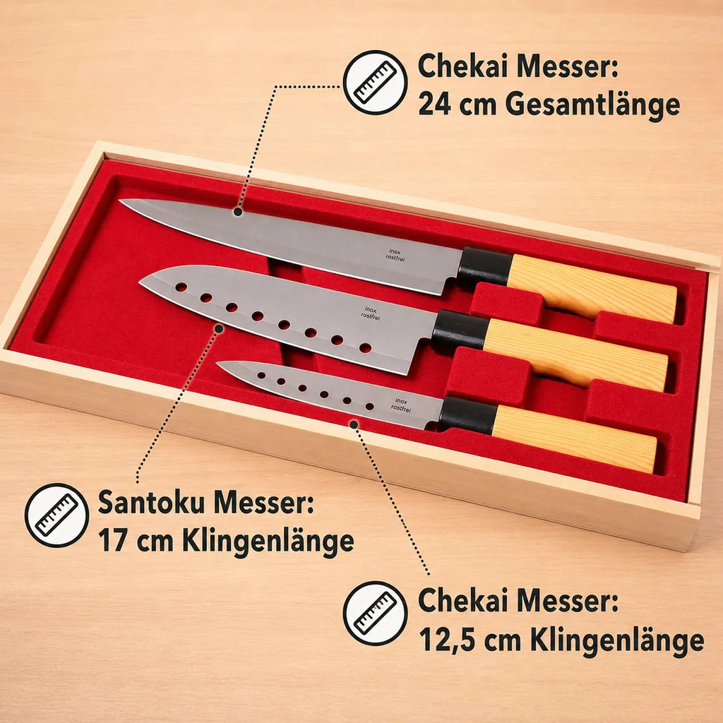 Messer-Set Asia im Holz-Etui, 3 Messer