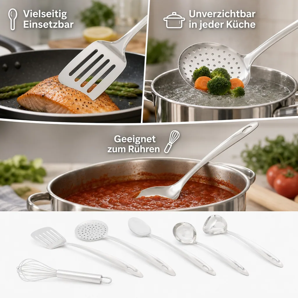 Edelstahl Küchenhelfer-Set 6tlg